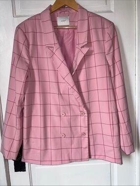 JUST FEMALE ROSE CHECK VALERIA BLAZER